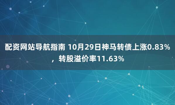 配资网站导航指南 10月29日神马转债上涨0.83%，转股溢价率11.63%
